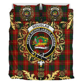 Douglas of Roxburgh Tartan Crest Bedding Set - Golden Thistle Style